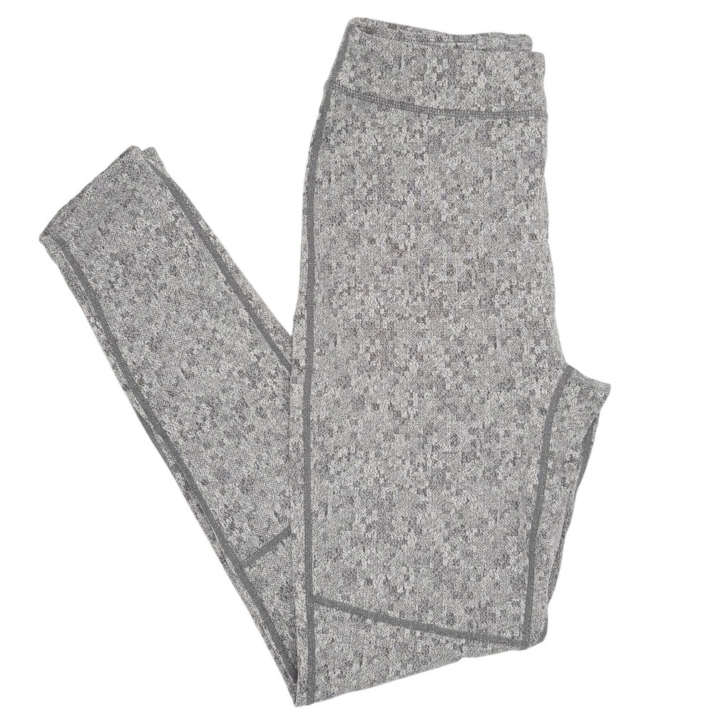 Gymshark Dry‎ Moisture Management Leggings Grey White Marl Print Womens Large